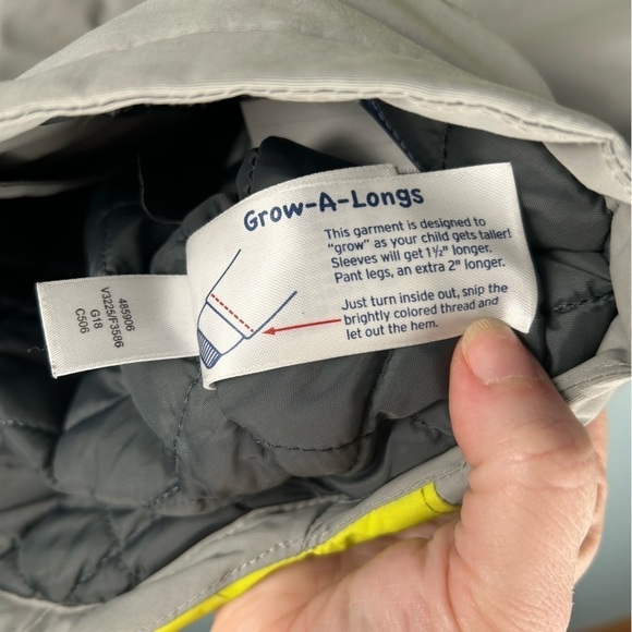 Lands End Grey and Yellow Fleece Lined Winter Ski Jacket Youth Size L (14-16) - Picture 7 of 12